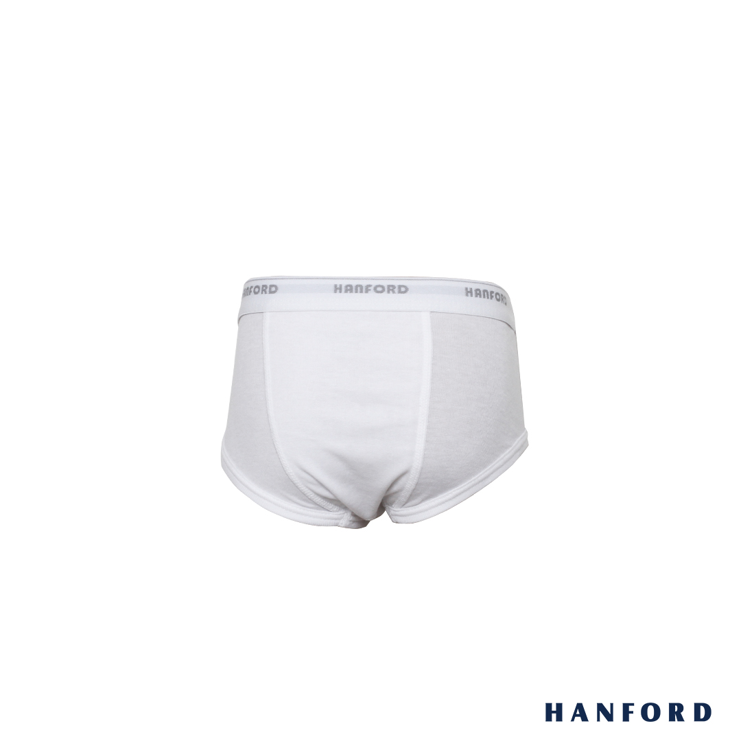 Hanford Kids/Teens Premium Ribbed Cotton Classic Briefs w/ Fly Opening -  White (3in1 Pack)