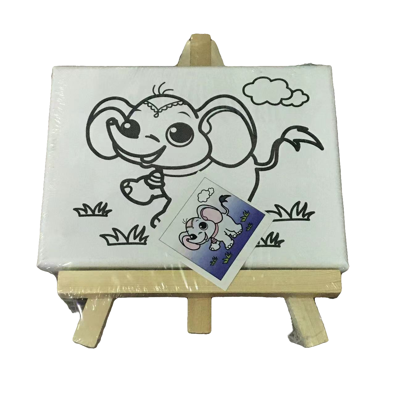 Canvas Paint Set 15cm X 20cm with Paint Tools DIY Painting Kit with  Pre-Drawn Canvas + Mini Wooden Stands for Artist Kids