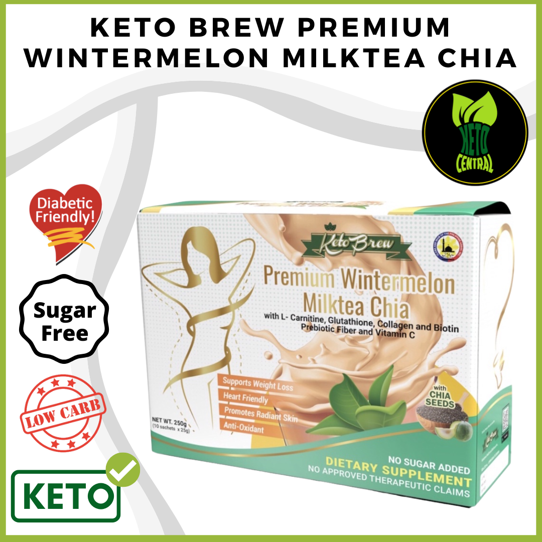 Ketocentral, Keto Brew Milk Tea Chia Fiber Drink, Wintermelon Flavor 10  Sachet Per Box Sugar Free With Chia Seeds Stevia Keto Approved Low Carb  Diet Fit Slimming Go Weight Loss Coffee Beverage
