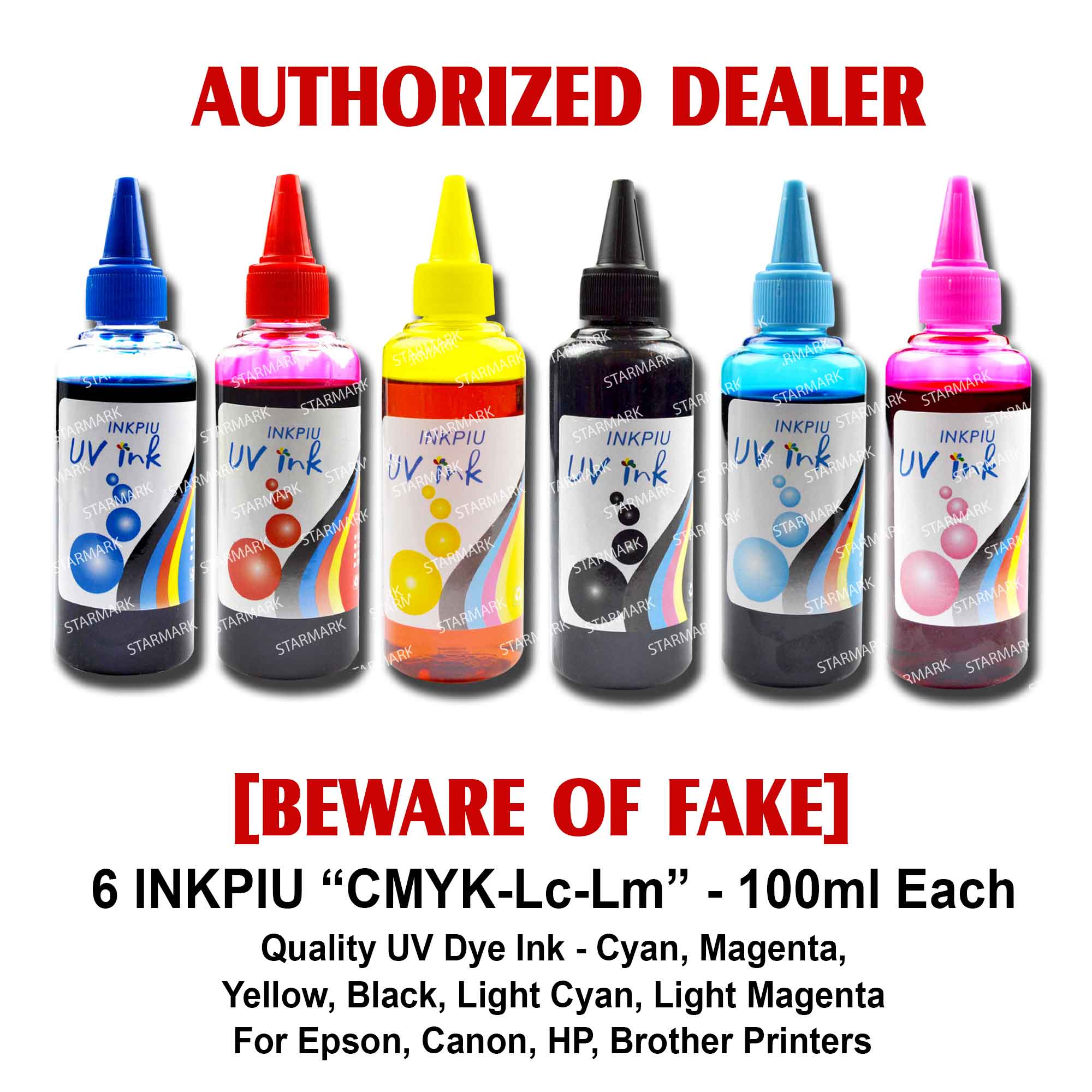 6 Bottles Inkpiu Uv Dye Ink Inks 100ml Each Cmyk Lc Lm Universal Inks For Epson Canon Hp 8281