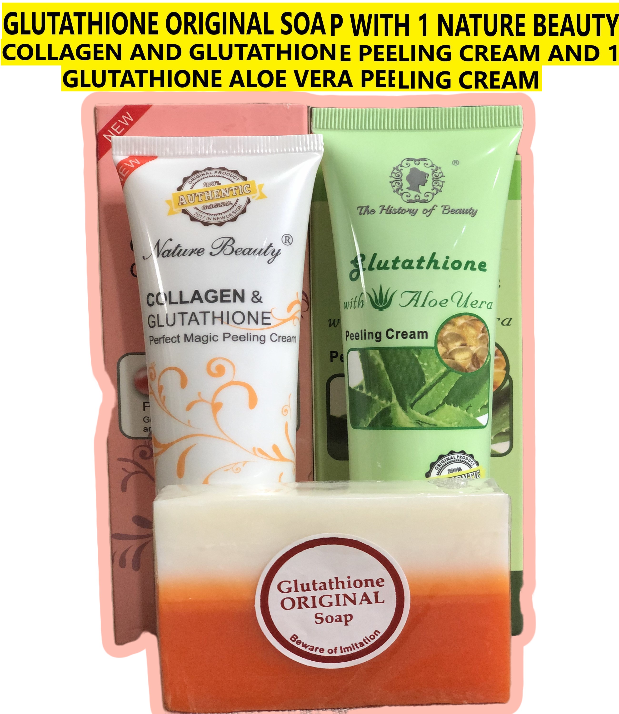 [J & K] ORIGINAL GLUTATHIONE SOAP WITH 1 PC NATURE BEAUTY COLLAGEN