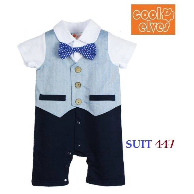 The baby clothing Baby Suit Romper Blue Polka Bow Tie Suit 447 Lazada PH