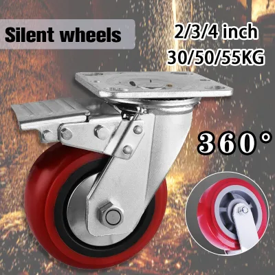 Heavy Duty Universal Wheel With Brake Silent Durable Casters Wear-resistant For Trolley Cart