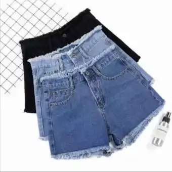high waist maong shorts