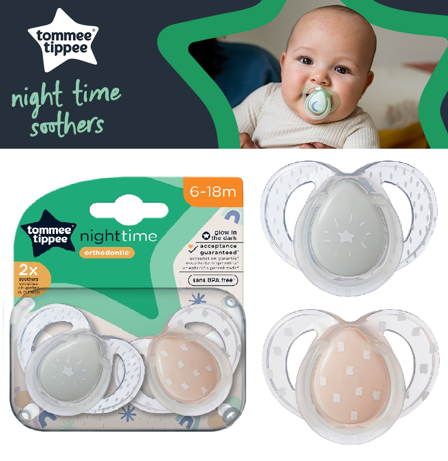 Tommee Tippee Nighttime Pacifiers, 6-18m, 2 count