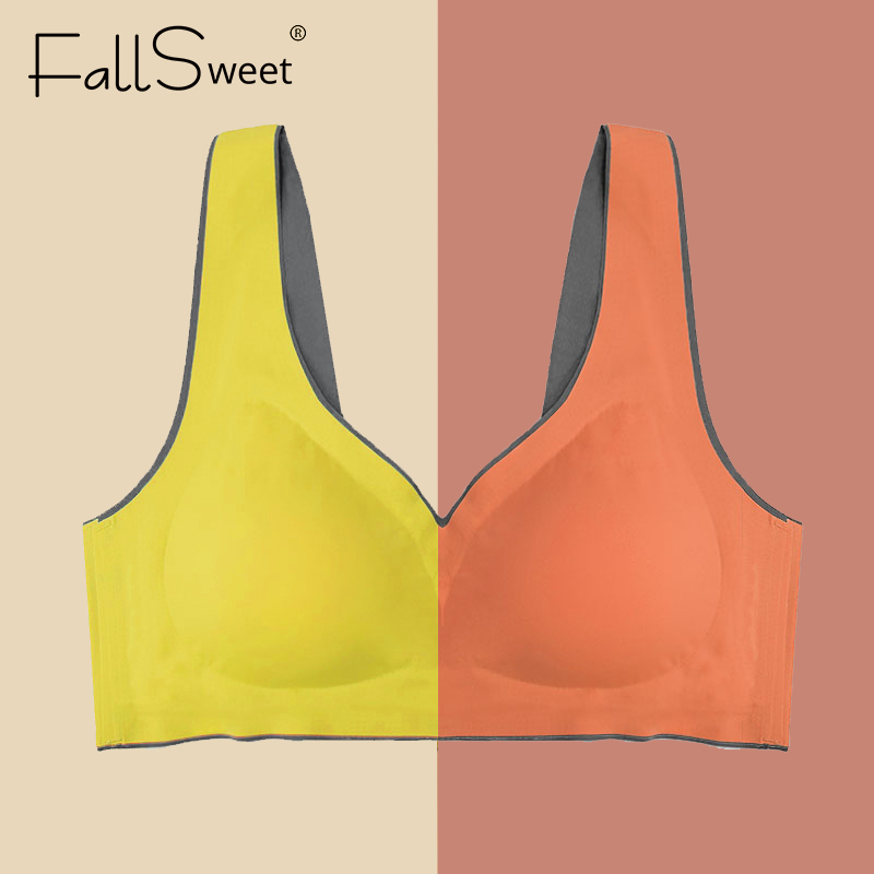 FallSweet 2 pcs/ lot Seamless Vest Bra for Women Wire Free Fitness