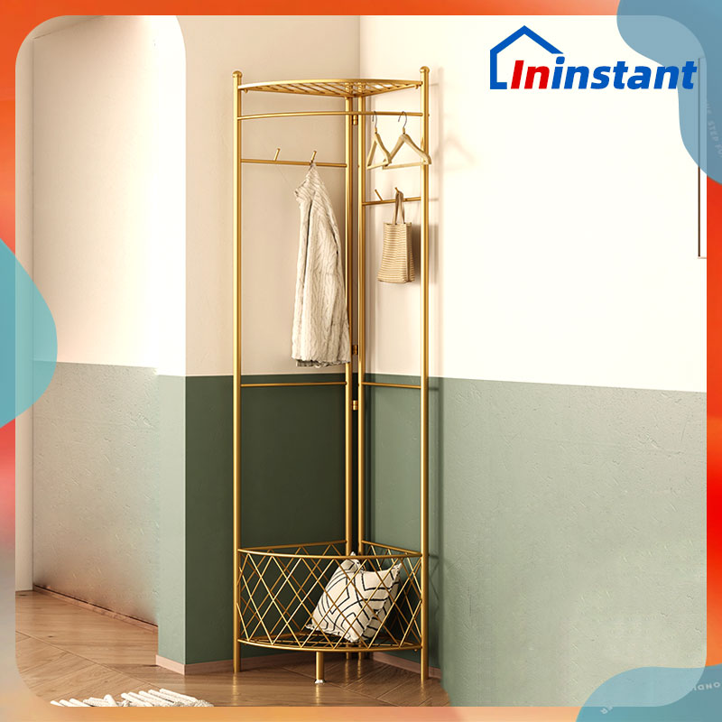 Ininstant Corner Clothes Rack Bedroom Hallway Corner Coat Rack Small ...