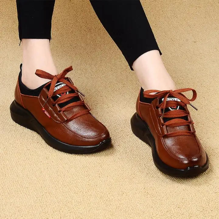 black leather non slip work shoes