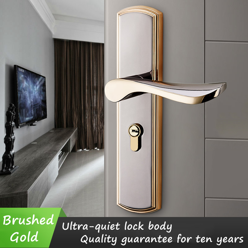 Aluminium Alloy Mute Door Locked Interior Door Handle Locks Set Lock