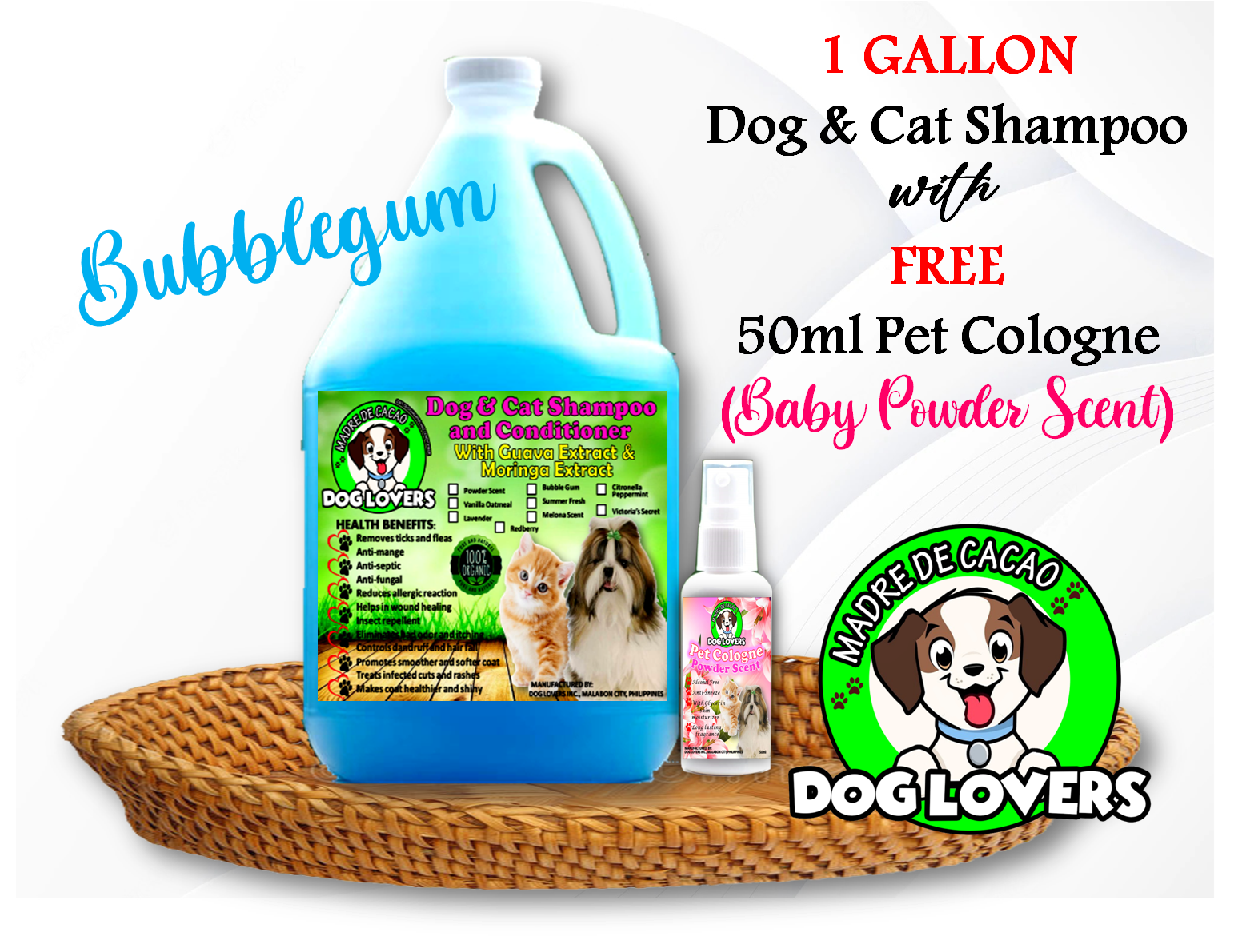 1 GALLON MDC DOG & CAT SHAMPOO and CONDITIONER with COLOGNE "BABY