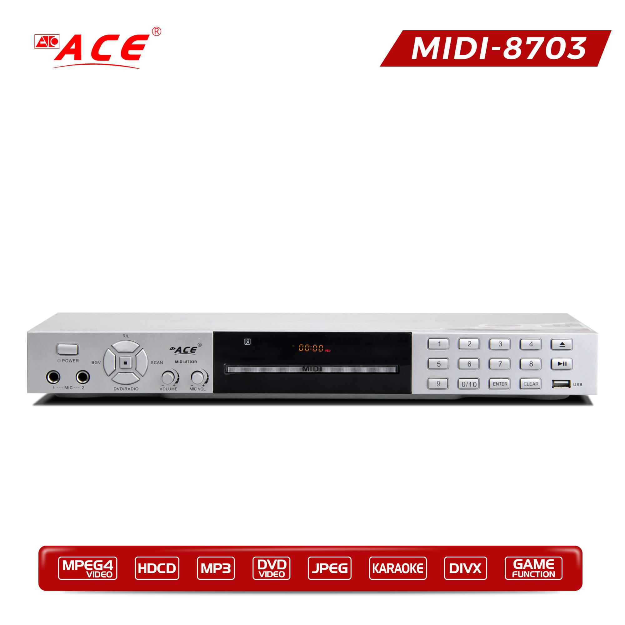Ace MIDI-8703 Karaoke/DVD Player with Games and Radio