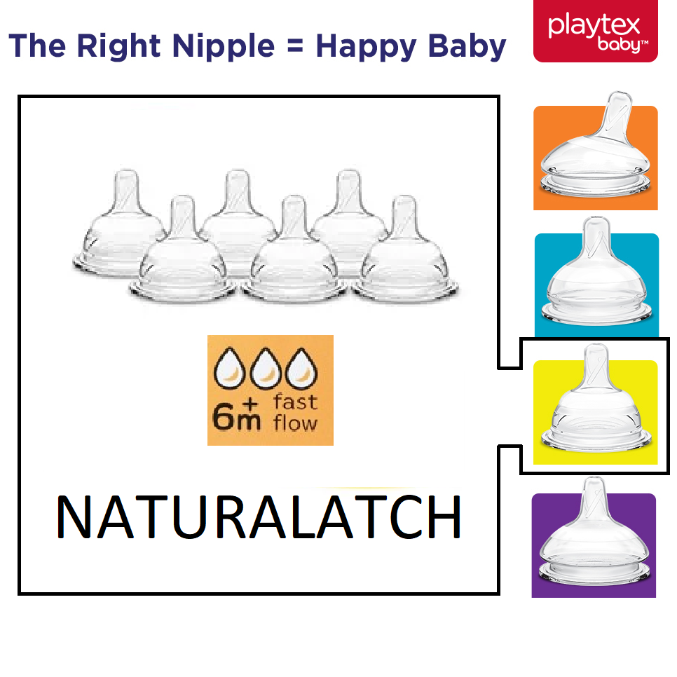 Playtex Ventaire & Nurser Teats, Fast Flow Nipples, Silicone BPA-free  teat, 6pc nipple