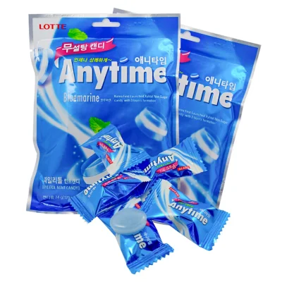 Lotte Anytime Sugar-Free Bluemarine Mint Candy (2 x 74g)