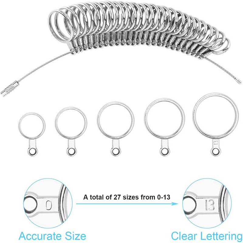Ring Sizer Measuring Set Stainless Steel Finger Sizer Measuring Ring Tool  Size 1-13