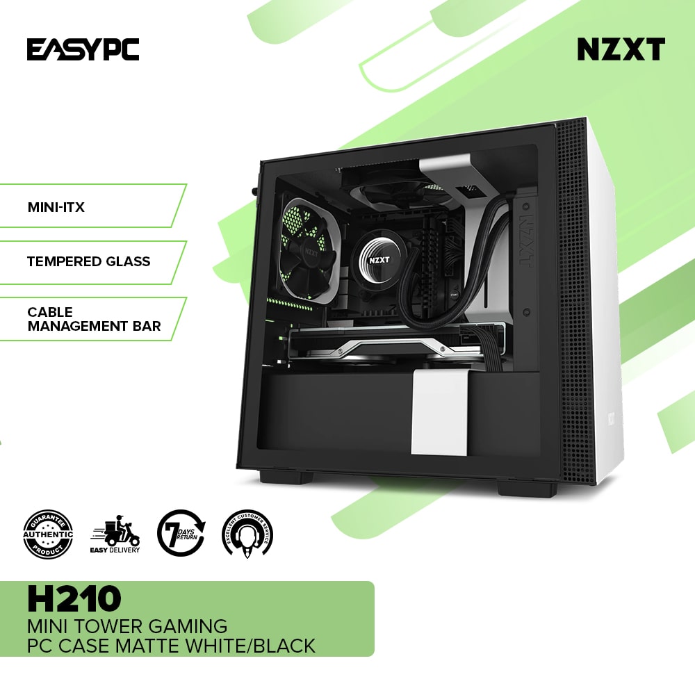 EasyPC NZXT H210 Mini Tower Gaming PC Case Matte Black/Black or