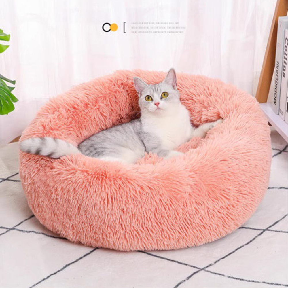 Cat Bed Dog Bed Pet Calming Pet sofa Pet Bed Warm Soft Plush Round Cozy ...