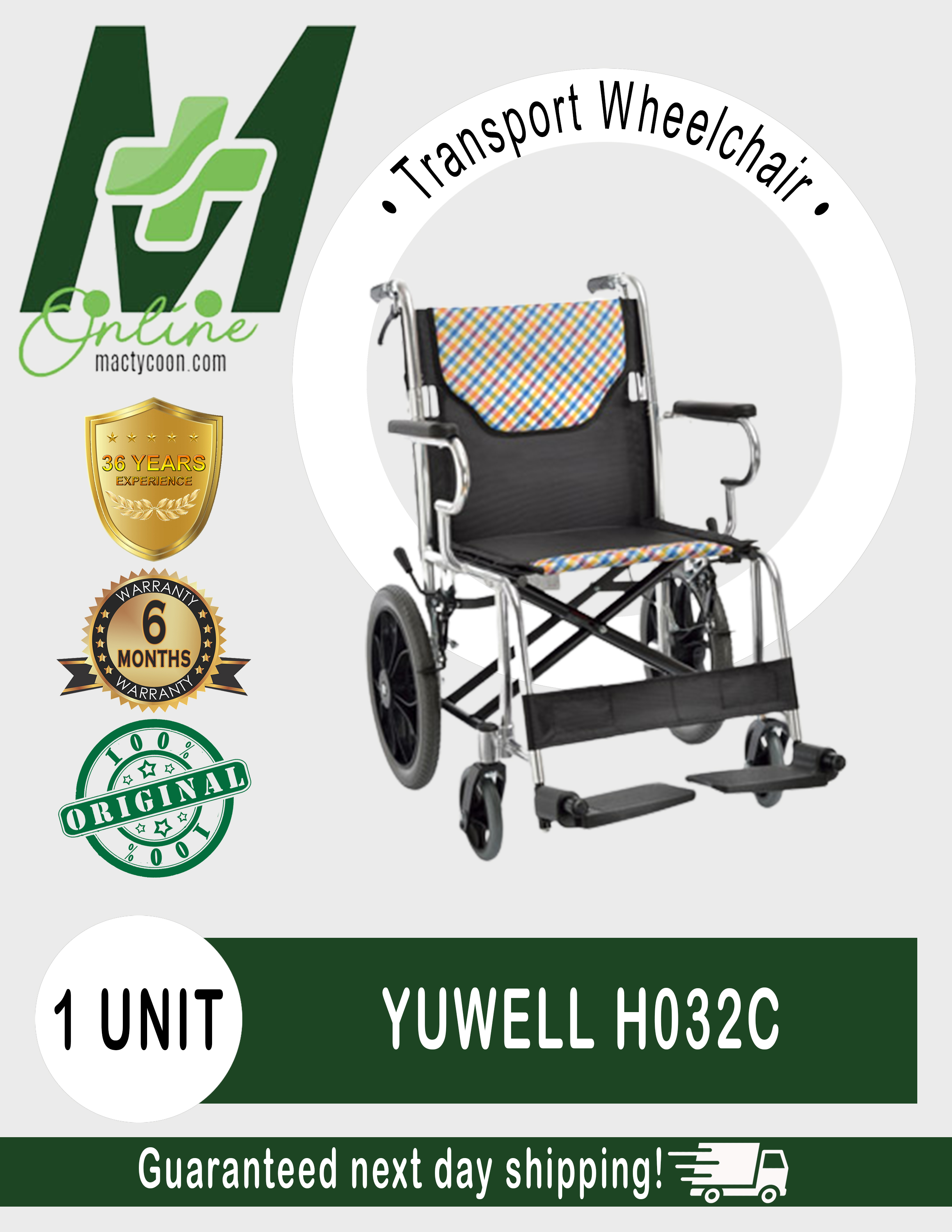 Wheelchair Yuwell Transport Wheelchair (H032C) Lazada PH