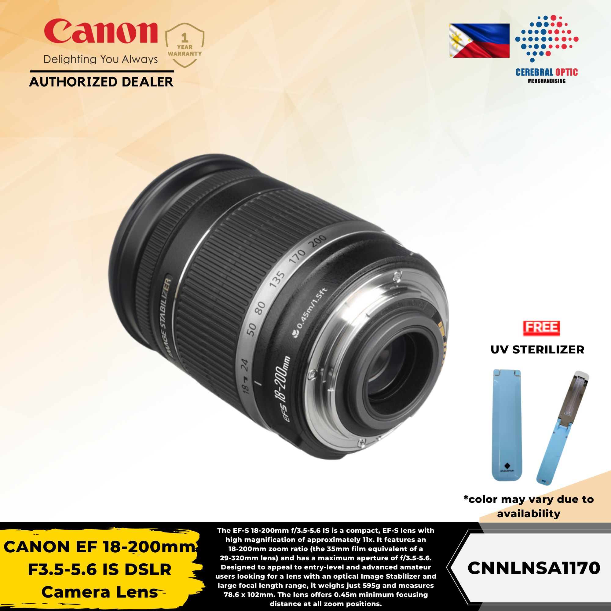 Canon EF-S 18-200mm F3.5-5.6 IS DSLR Camera Lens - Cerebral Optic