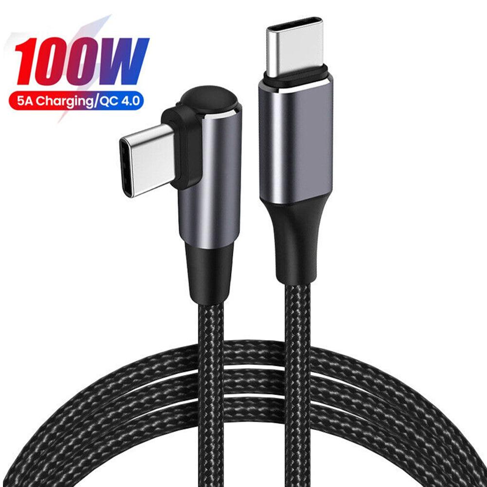 ,PD 100W USB Type-C Cable Elbow Fast Charging Cable Braid Data Cable Nylon Q2S7