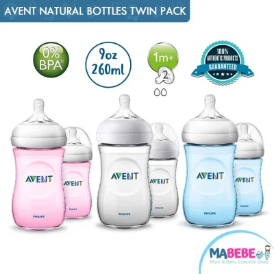 ✅GRAND SALE✅Philips Avent Natural Baby Bottles 9oz/260ml 2pcs/Pack 1m+ (Spiral Nipples)