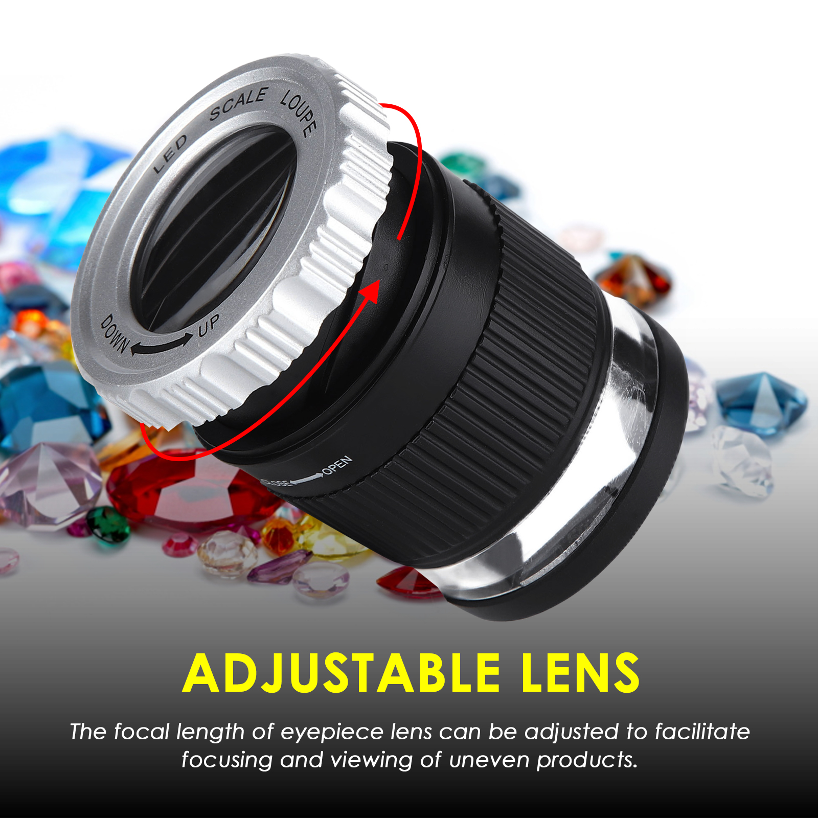 GEM-375 Scale Loupe Magnifier 10x Magnification LED and UV