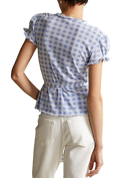 POLO RALPH LAUREN GINGHAM WRAP BLOUSE