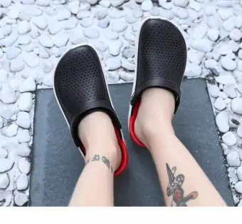 crocs literide black red