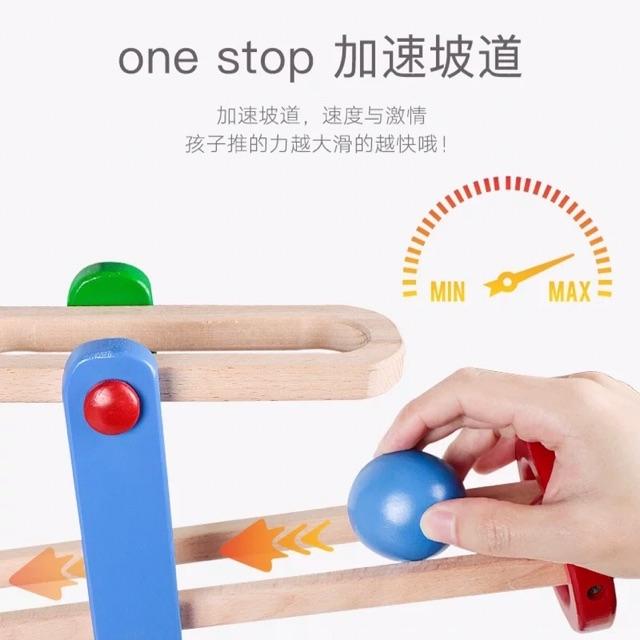 Wooden Big Sliding Game Toy with 2 Race Balls Early Educational