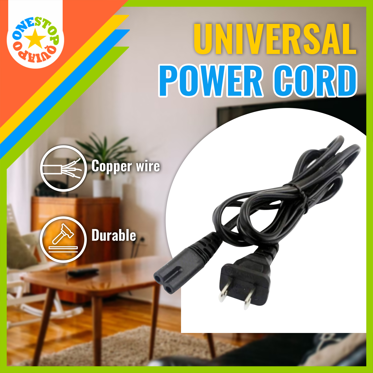 OSQ Universal AC Power Cord for Printer Camera Radio Playstation Xbox