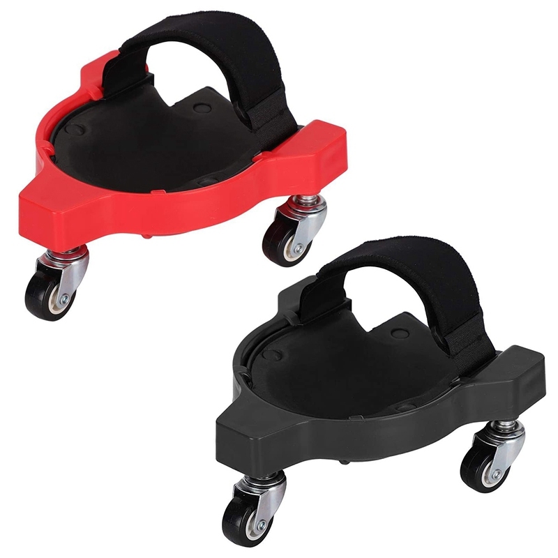 2x Rolling Knee Protection Pad with Wheel Built in Foam Padded Laying Platform Universal Wheel Kneeling Pad (Red&Black)