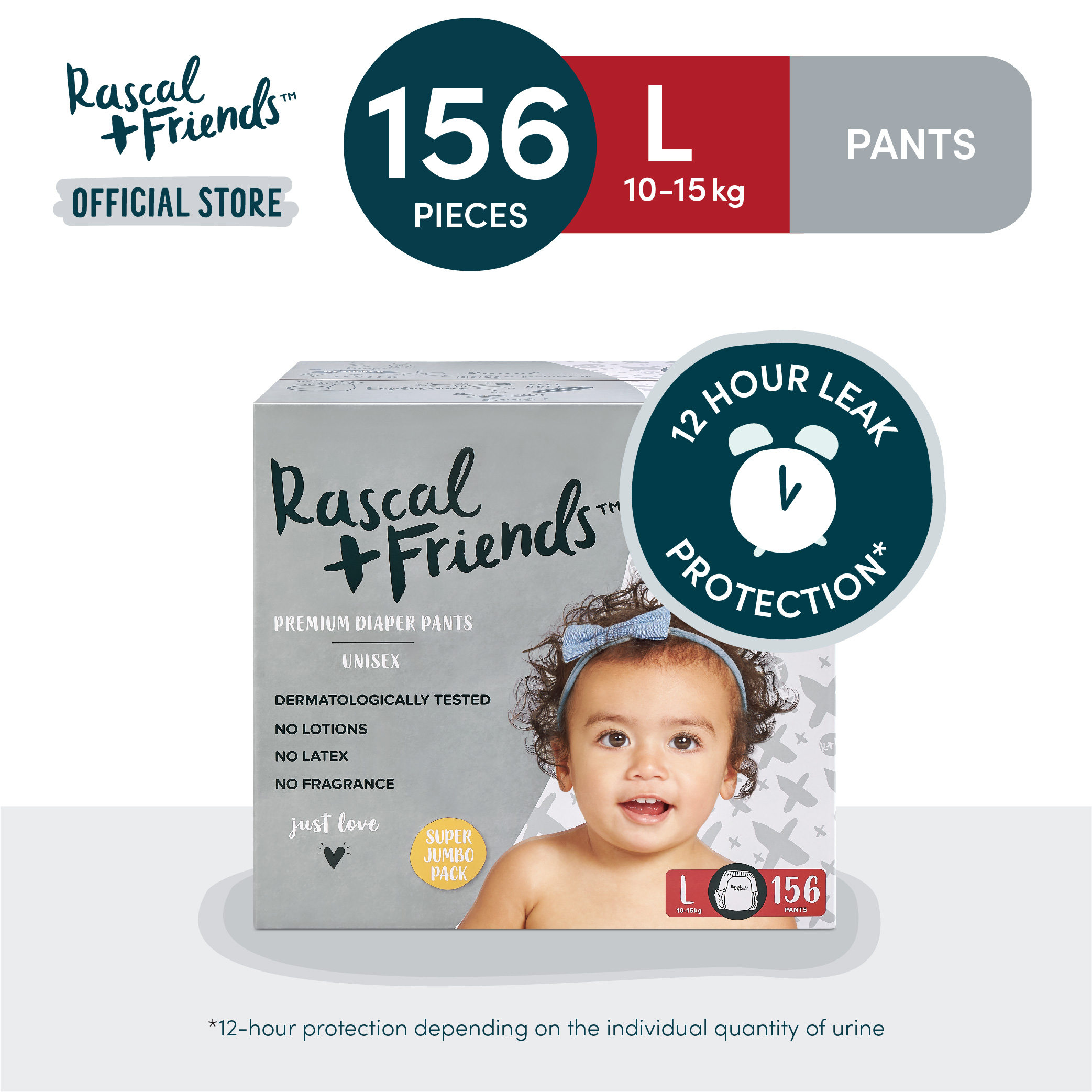 RASCAL + FRIENDS Pants Super Jumbo Box LARGE (10-15 kgs) - 52 pcs x 3 (156  pcs) - Diaper Pants