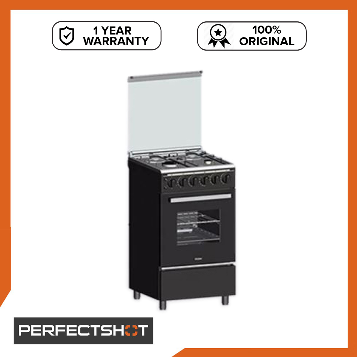 Haier HFS504G63GOBS 50cm Gas Range 4 Burners with 63L Double Burner