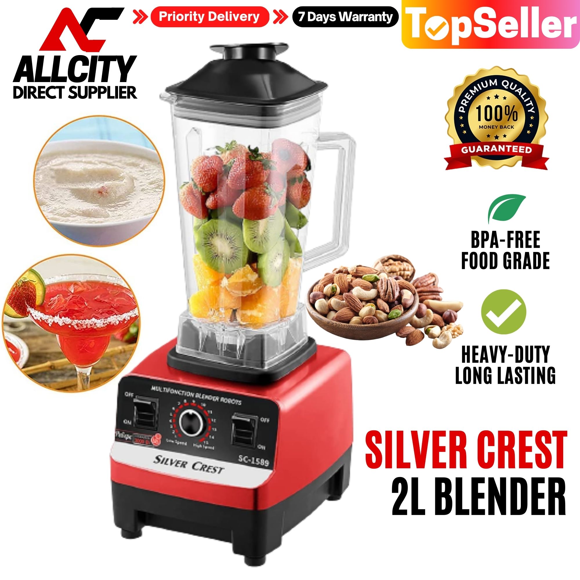 Silver crest heavy duty blender High Quality Blender Commercial and Personal 2.5L Blender 4500W