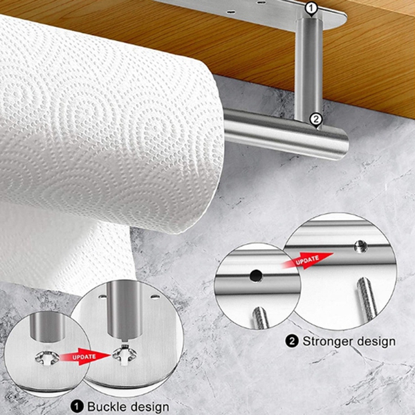 Paper Towel Holder Stand For Countertop, WeGuard Stainless Steel Large Base Rack Free Standing One Handed Tearing Tissue Paper No Wobbly Brushed Nickel