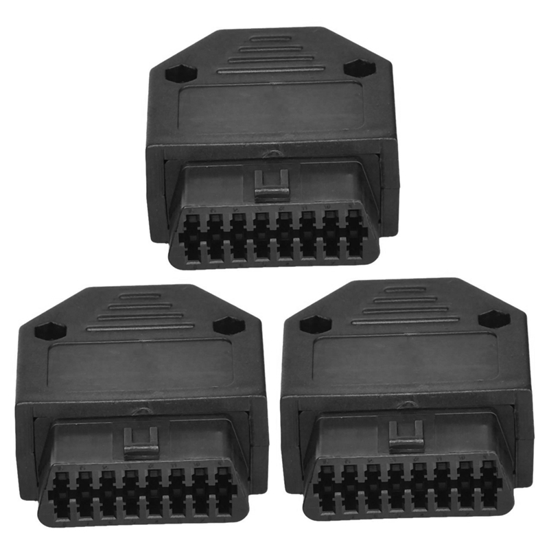 3X OBD2 OBD II 16 Pin Connector Socket Diagnostic Tool Adapter OBD Connector + Enclosures