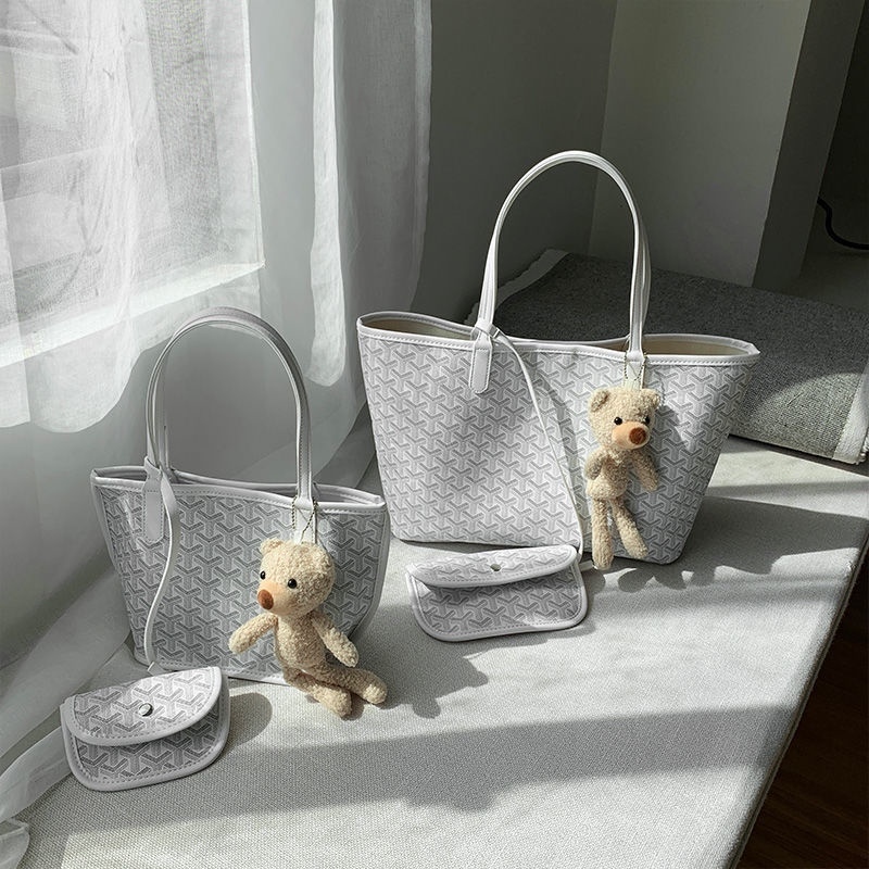 ✟☑ goyard tote bag 2020 New Female Large-Capacity Dog Tooth Vegetable  Basket One-Shoulder Portable