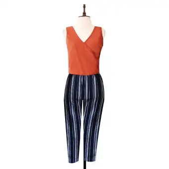 orange and black striped overalls