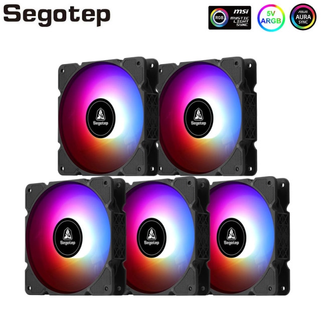 5 Segotep 120Mm Cooling Fan RGB Radiator Cooler Fans 5V 3Pin ARGB Aura