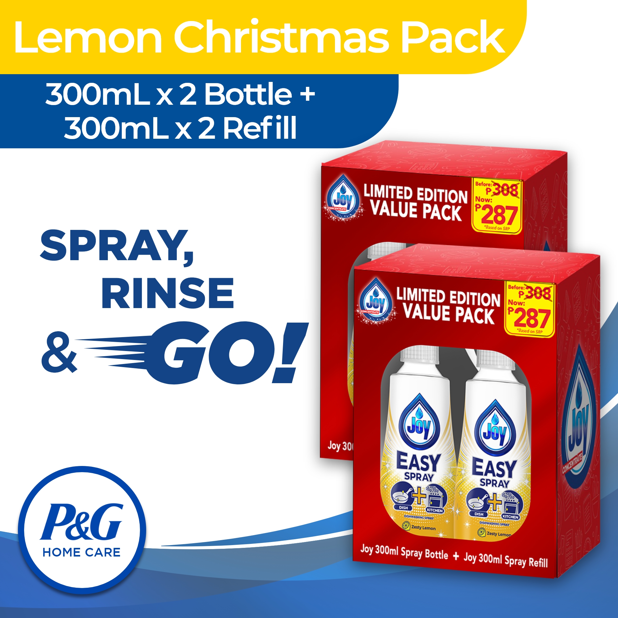 [BUNDLE] Joy Spray Christmas Packs Lemon x 2 Packs (Dishwashing Liquid
