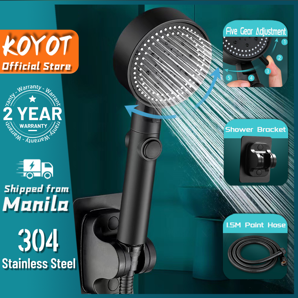 KOYOT 3 in 1 Black Shower Head With Hose Set High Pressure Bathroom