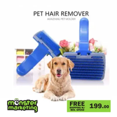 Monstermarketing Self Cleaning Slicker Brush For Dogs Cats, Pet Hair Remover Comb, Dog Grooming Shedding Tool, Professional Dog Hair Detangling Brush, Pet Grooming Brush Blue