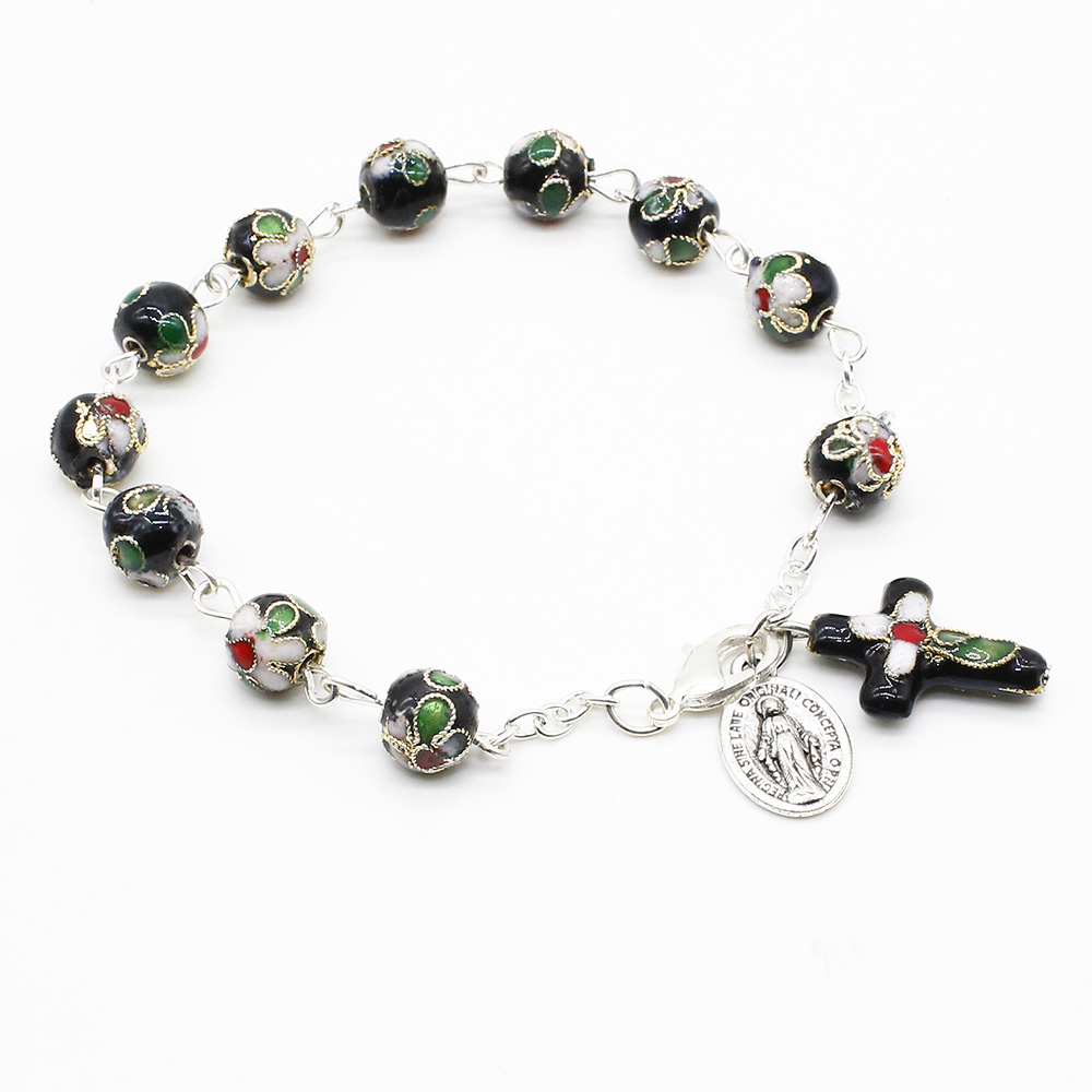 Virgin Mary Miraculous Cloisonne Rosary Bracelet Catholic Artesano