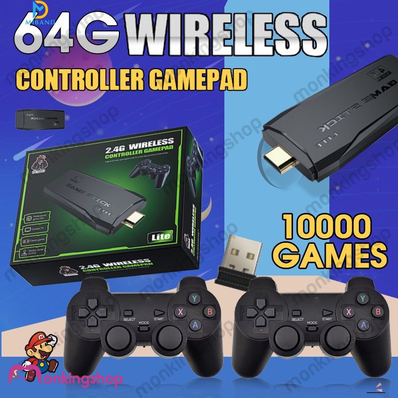 Game Stick 4K 2.4G Wireless 3000 Games 64GB Y3 Lite Game Console For 4K ...