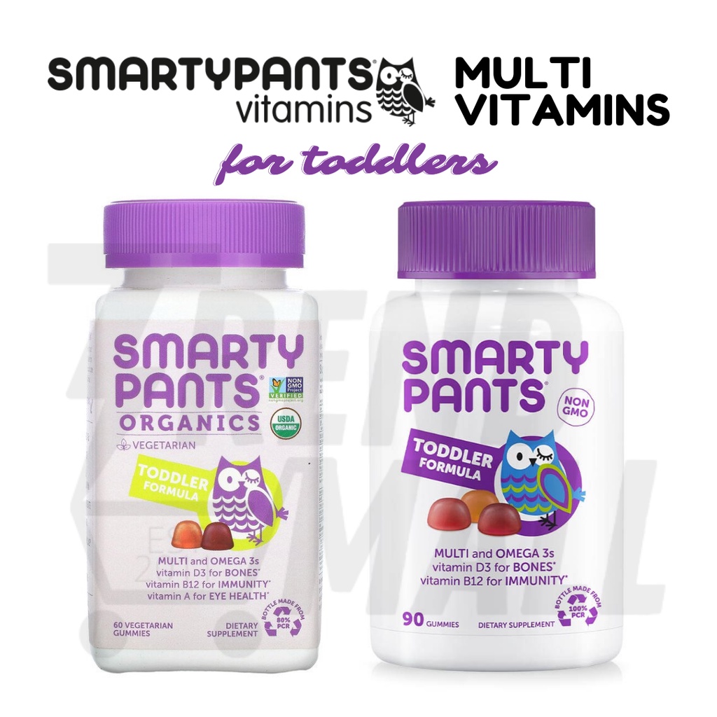 Smarty Pants Organic Toddler Multivitamins Daily Gummies DHA EPA Omega 3 Fish Oil B6 B12 C D3