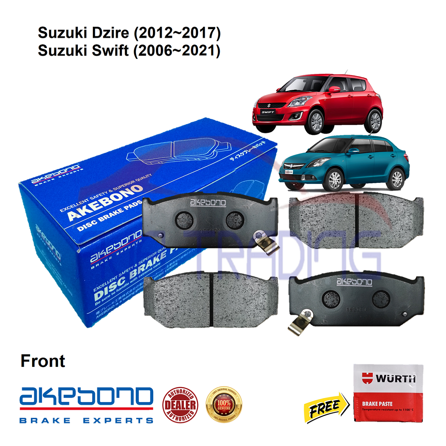 Genuine Akebono Front Brake Pads for Suzuki Swift (20062021), Suzuki