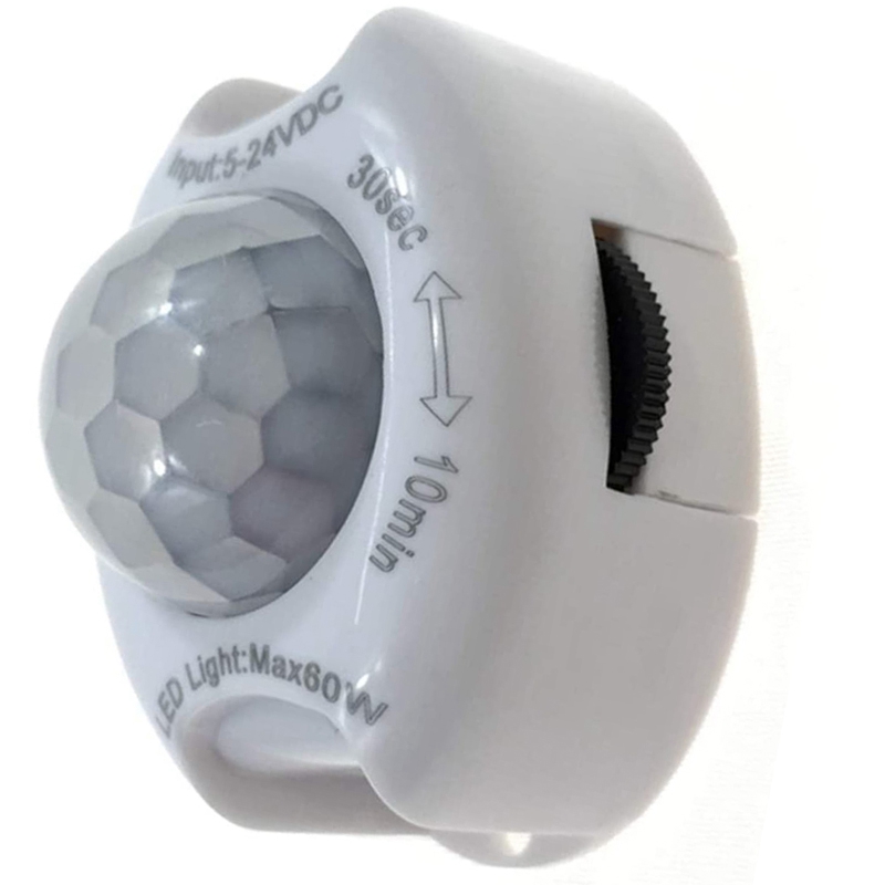 PIR Infrared Motion Sensor Detector DC5-24V Auto on Off Timer Switch Home LED Light Body PIR Motion Sensor Lamp(White)