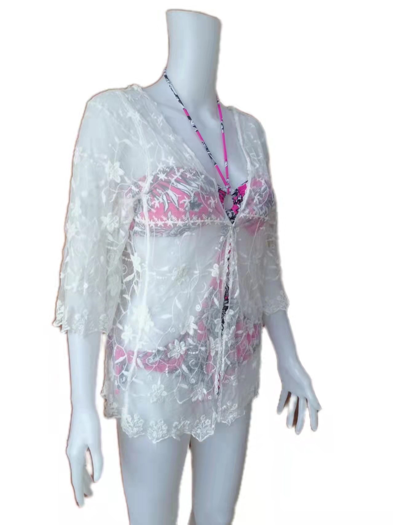 Crochet Style Beach Swimsuit Cover Up (White Mini Dress) Lazada PH