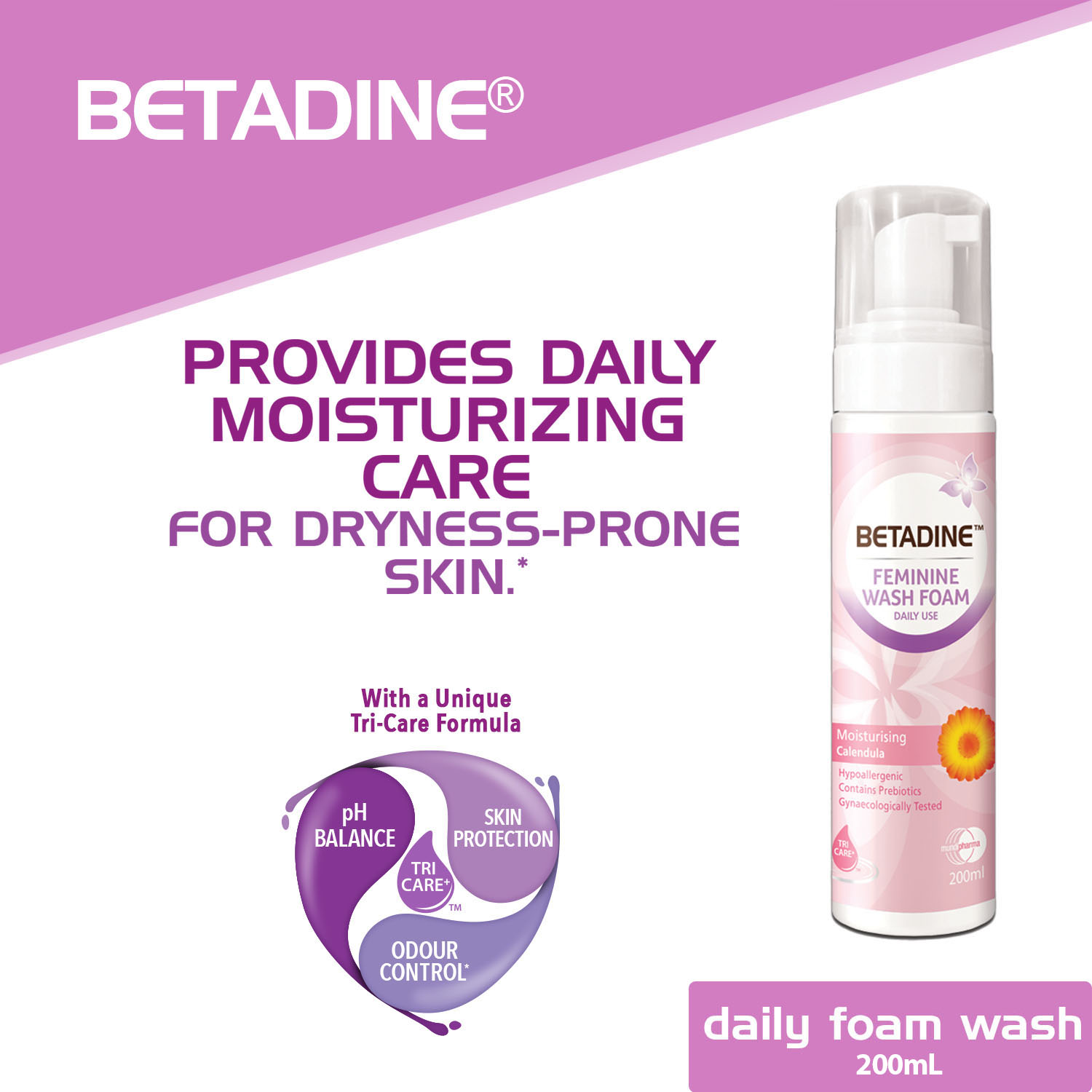 Betadine® Feminine Wash Foam Moisturising Calendula 200mL Lazada PH