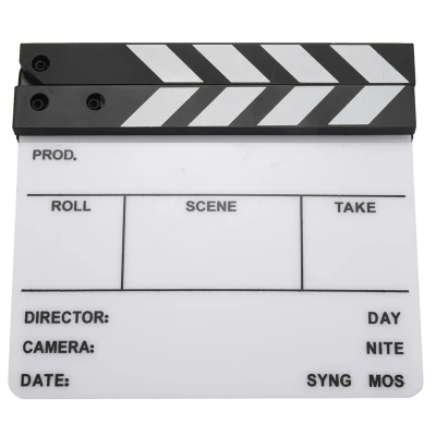 Photography Props Camera Photography Video Acrylic Small Clapboard Dry Erase Director Film Movie Clapper Board Slate 16X14Cm
