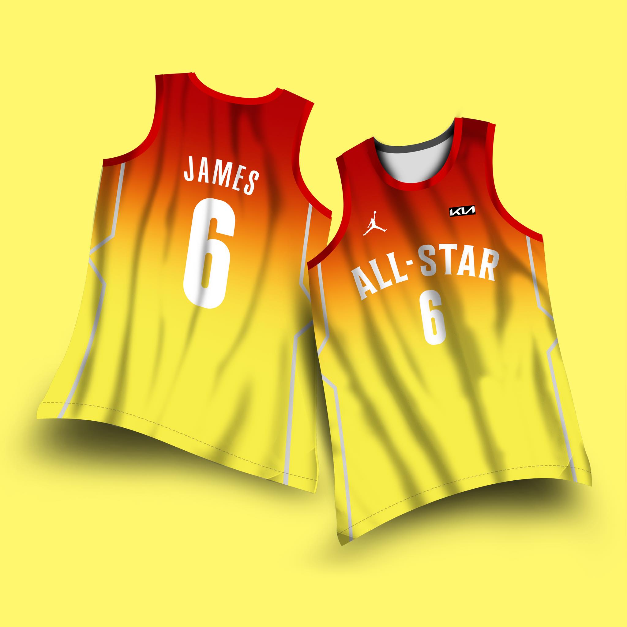 2023 NBA ALL-STAR GAME NBA CUT JERSEY YELLOW / RED, LEBRON VS GIANNIS FULL  SUBLIMATION JERSEY